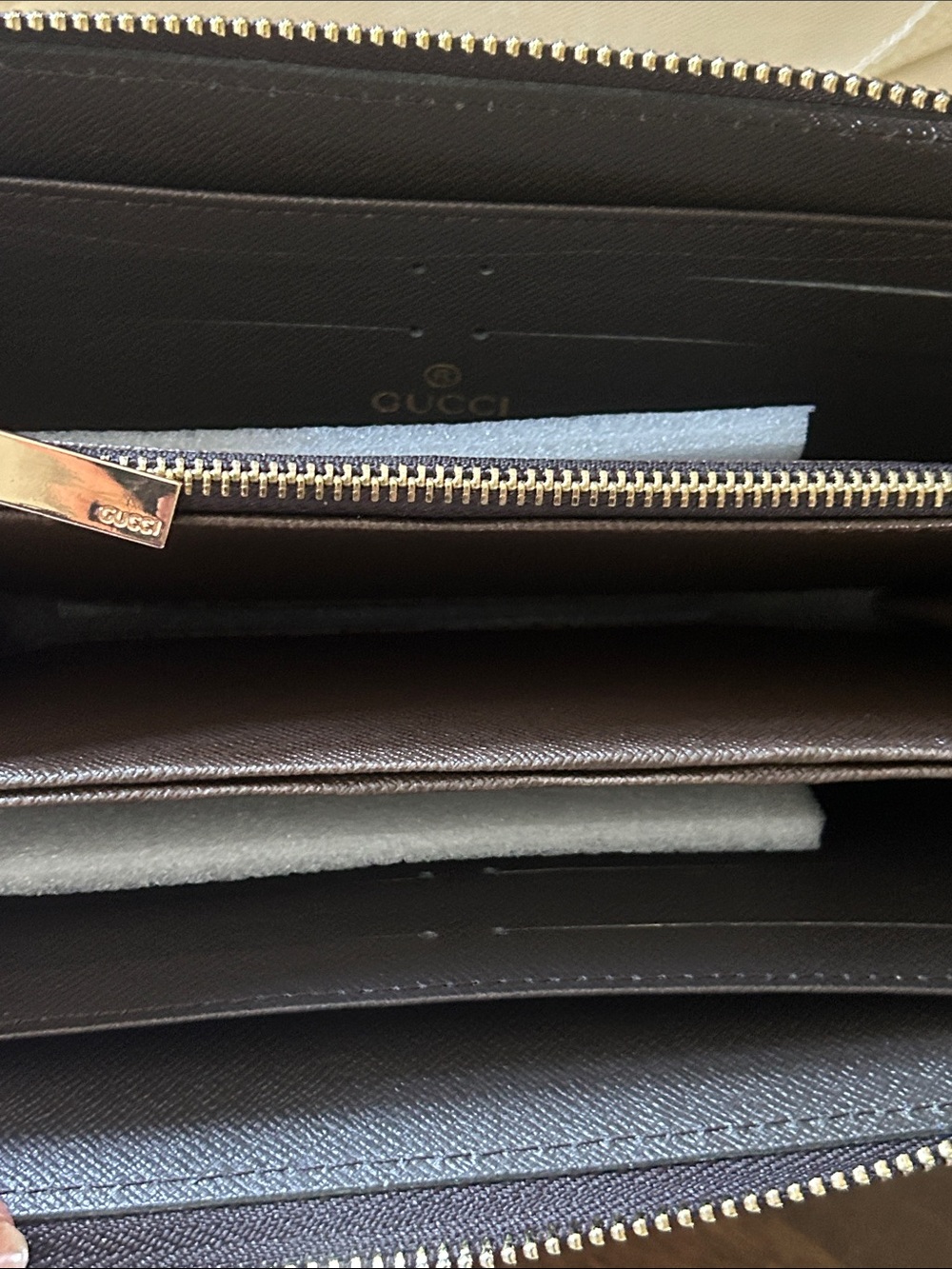 New Beige/BrownSupreme Wallet with Green-Red Stripe and Gold designer inspired - Picture 4 of 5